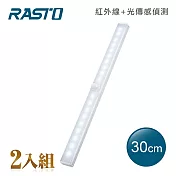 【2入組】RASTO AL4 磁吸LED充電感應燈30公分 白光