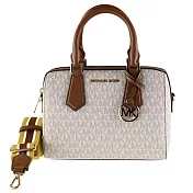 MICHAEL KORS 經典logo撞色波士頓包-香草白