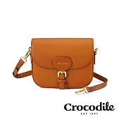 【Crocodile】鱷魚皮件 Naturale 3.0系列 側背包 半圓形斜背包 義大利植鞣-0104-10303-兩色任選 咖啡色