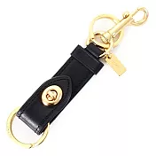 COACH 皮革雙環鑰匙圈-黑