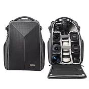 【Prowell】相機後背包 相機保護包 專業攝影背包 單眼相機後背包 WIN-23151 贈送防雨罩 黑色