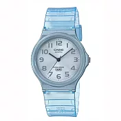 CASIO卡西歐 MQ-24S 簡約百搭超輕薄繽紛半透明中性數字腕錶  - 透明藍