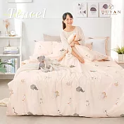 【DUYAN 竹漾】奧地利天絲雙人四件式鋪棉兩用被床包組 / 尋覓小貓 台灣製