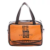 【iSFun】中華圖騰＊透視PVC防水大容量方型肩背包  咖