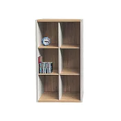 JP Kagu 現代簡約開放式六格空櫃-深39cm(收納櫃/展示櫃/書櫃) 雲灰白+原木色