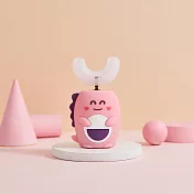 【NETTEC】U型恐龍造型兒童電動牙刷(附U型刷頭及一般刷頭) 粉紅色