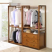 《Homelike》芙蓉5.4尺開放實木衣櫃(胡桃色) 衣櫥 開放衣櫃 實木衣櫥 雙吊衣櫃 專人組裝配送