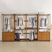 《Homelike》芙蓉10.7尺開放實木衣櫃(胡桃色) 衣櫥 開放衣櫃 實木衣櫥 雙吊衣櫃 專人組裝配送