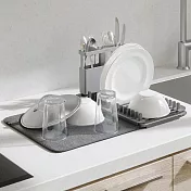 《Umbra》Udry吸水墊+餐具碗盤瀝水架 | 餐具 碗盤收納架 流理臺架 - 昏灰