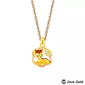 Disney迪士尼系列金飾 立體黃金墜子-蝶戀小鹿款 送玫瑰鋼項鍊