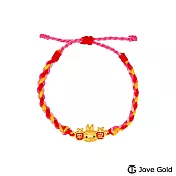 Disney迪士尼系列金飾 立體黃金編織手鍊-平安兔款-紅粉黃色