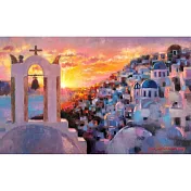 【玲廊滿藝】盧來全-教堂的光-聖托里尼33x53cm