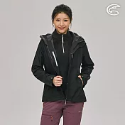 ADISI 女單件式防水透氣裡毛尼網外套(可拆帽) AJ1821031 (S-2XL)｜防風 防潑水 防水透濕 防水貼條 毛尼網裡 戶外機能 S 黑