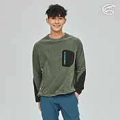 ADISI 男雙搖剪保暖圓領T AL2221019 (M-2XL)｜刷毛 抗靜電 吸濕快乾 輕量 機能 休閒 L 混沌綠