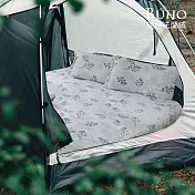 《BUHO》露營專用極柔暖法蘭絨充氣床墊床包枕套三件組-290x200cm(XL) 《慵月詩弄-淺灰》
