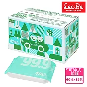 日本LEC 純水99.9%可沖式濕紙巾箱購 60枚x15入