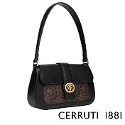 【Cerruti 1881】限量2折 義大利頂級小牛皮肩背包 全新專櫃展示品(黑色 CEBA05637M)