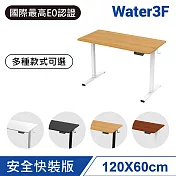 (免費安裝)樂歌Loctek｜人體工學電動升降桌｜120x60cm ｜F1 入門款 內建USB孔(附贈理線槽/掛勾)｜Water3F 黑木桌板+黑架