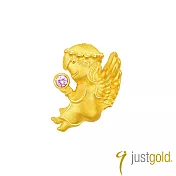 【Just Gold 鎮金店】天使的禱告 黃金單耳耳環(粉紅)