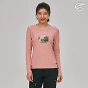 ADISI 女智慧纖維超輕速乾長袖圓領圖騰上衣AL2221014 (S-2XL)｜排汗快乾 單向導濕 輕量 彈性 機能 休閒 M 夕陽玫瑰粉