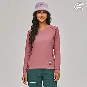 ADISI 女智慧纖維超輕速乾長袖圓領上衣AL2221015 (S-2XL)｜排汗快乾 單向導濕 輕量 彈性 機能 休閒 M 巖地紅