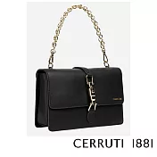 【Cerruti 1881】限量2折 義大利頂級小牛皮手提包肩背包 全新專櫃展示品(黑色 CEBA05579M)