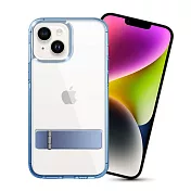 For iPhone14 Plus 6.7 閃耀可站立透明手機保護殼 藍色