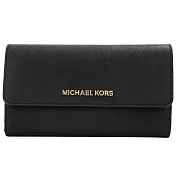 MICHAEL KORS JET SET金字LOGO防刮翻蓋三折長夾 黑