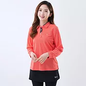 【遊遍天下】女款抗UV吸濕排汗機能長袖POLO衫(GL1036) M 桔色