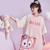 【Wonderland】小花狐狸寬鬆大碼居家休閒睡衣洋裝 L 圖片色