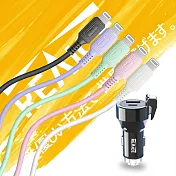 【REAICE】20W USB and Type-C 車用充電器+Type-C to Lightning 親膚充電線 花漾粉