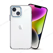 City for iPhone 14 6.1 金屬鏡頭框透明軍規殼 藍色