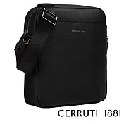 【Cerruti 1881】限量2折 義大利頂級小牛皮斜背包肩背包 全新專櫃展示品(黑色 CEBO04655S)