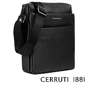 【Cerruti 1881】限量2折 義大利頂級小牛皮斜背包肩背包 全新專櫃展示品(黑色 CEBO05900M)