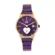 日本DW D3223 心型簡約氣質鐵帶女士腕錶 -玫紫