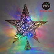 摩達客15cm鐵網立體樹頂星含銅線燈 (電池+USB兩用充電)/金色(暖白光) 金色(暖白光)  彩光