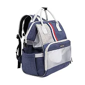 摩達客(預購)-航海休閒風超透氣雙肩寵物背包-三色可選/6KG以下貓狗兔毛孩適用 藍色