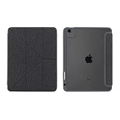 【TORRII】TORERO iPad Air 10.9” 透明背板摺疊保護套 (支架式折疊 專屬筆槽) 霧黑