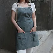 E.City_復古風交叉背帶工作圍裙 藍色