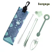 Bargogo 【賜貢】 多功能吸管(六件組)-兩入組 莫蘭迪綠色兩入