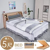 Homelike 喜家居雙人5尺收納掀床組(梧桐色)(2284)
