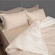【麗塔寢飾】60支紗精梳棉 雙人特大床包薄被套四件式 特調系列- 多多+象牙白