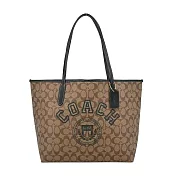 COACH 學院風PVC托特包(多色選)- 卡其X灰綠