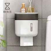 【懶角落】多功能浴室壁掛抽取式紙巾/面紙盒 -透灰