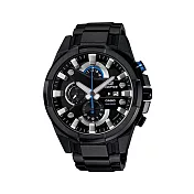 CASIO EDIFICE系列 光速逆轉勝三眼賽車運動錶-藍x黑