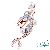 【伊飾童話】求愛人魚＊珍珠水鑽別針胸針/ 玫瑰金