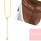 CINCO 葡萄牙精品 SCARLETT NECKLACE 925純銀鑲24K金色Y字鍊 滑球可調式設計