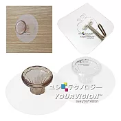 (2入)無痕貼 免打孔 典雅清透圓型門把手 輔助手把 掛架+(5入)強力無痕掛勾 無痕勾 金屬掛勾_ 透明