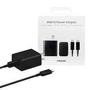 Samsung 三星原廠 45W極速閃充+1.8m 5A雙Type C線組-支援S25 S24系列【T4510/盒裝】  黑色