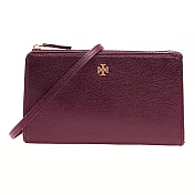 TORY BURCH 荔枝紋皮革斜揹包-酒紅